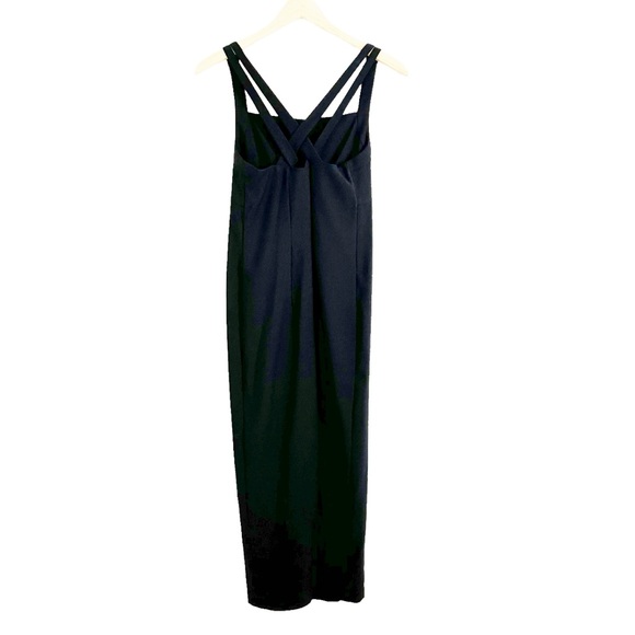 CDC Petites Vintage Crisscross Straps Black Long Slit Front Maxi Dress Petite 8 - Picture 2 of 10